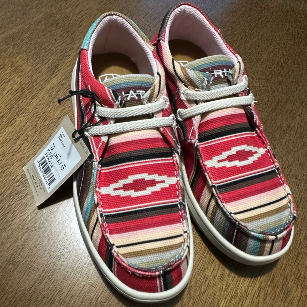 New Ariat Kids Hilo Pastel Serape Shoes Slip On Sz 13C Aztec Southwestern